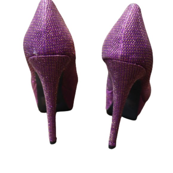 Women's Purple Sparkly Platform Heels - Picture 4 of 7